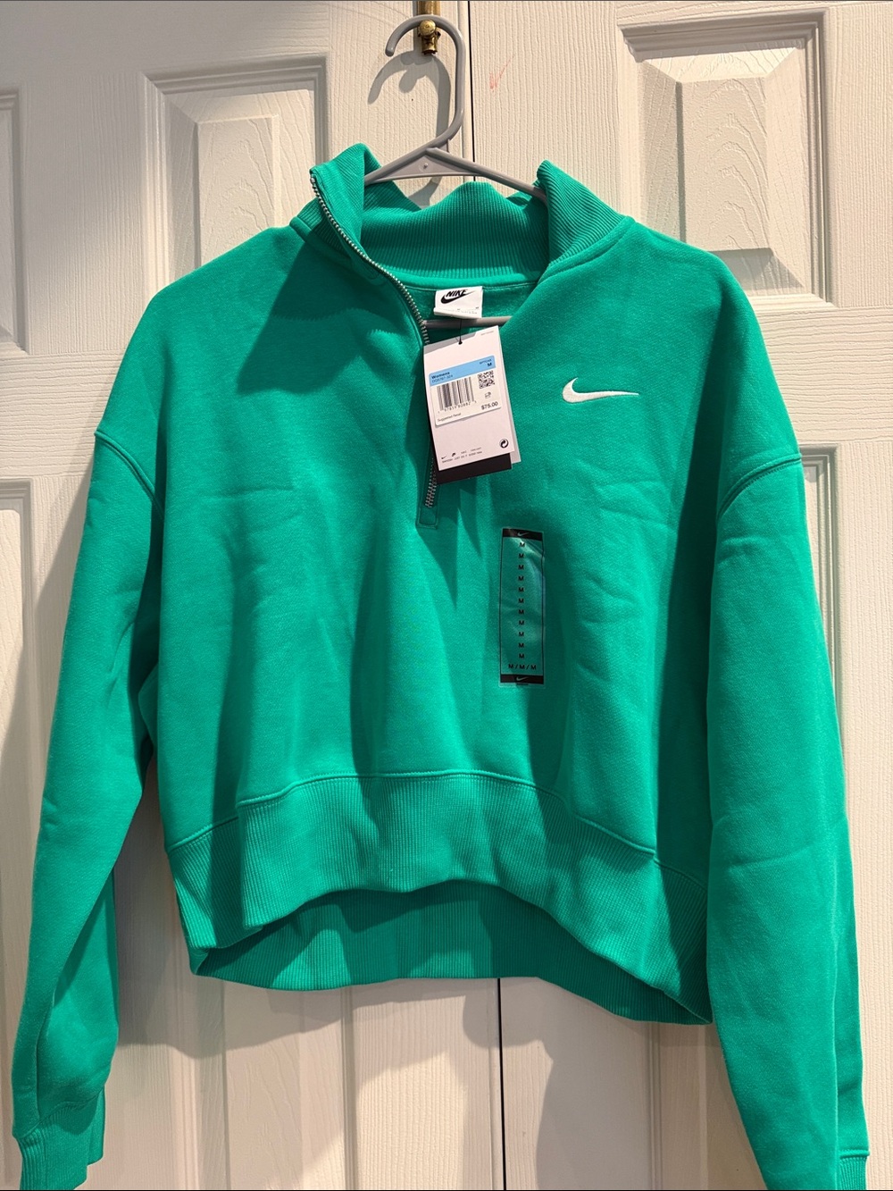 Nike Women's Teal Green Quarter-Zip Turtleneck Pullover